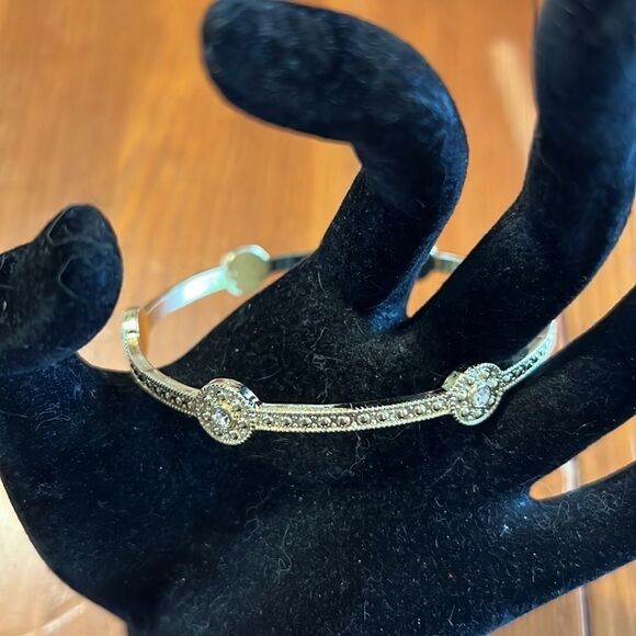 Gold Tone with Rhinestone Bangle Bracelet - Picture 4 of 9